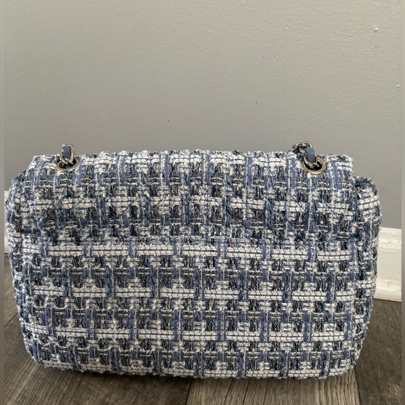 Karl Lagerfeld Blue and White Tweed Shoulder Bag - Picture 7 of 9